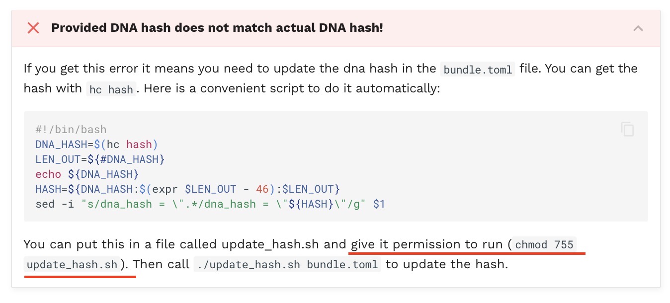 Hello Gui Help How Do I Give It Permission To Run Chmod 755 Update Hash Sh Tutorials Examples Holochain Forum